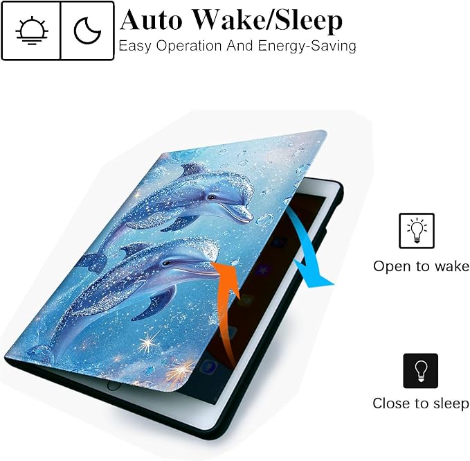 for Microsoft Surface Pro 8-13" 2021 Tablet Case,Auto Wake/Sleep,Adjustable Stand Protective Cover - Shiny Dolphin