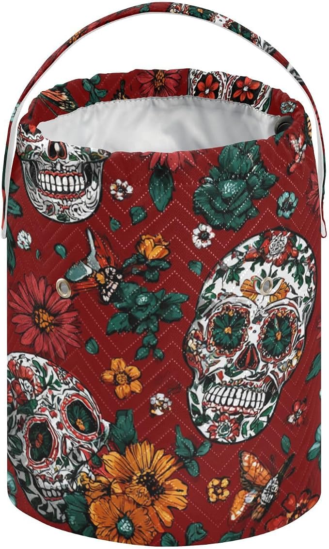 Tatenale Crochet Bag Yarn Bag Knitting Project Bag with Pockets and Handle Portable Yarn Storage Organizer Tangle Free 8.3x11 InchRed Meixcan Flag Skull03