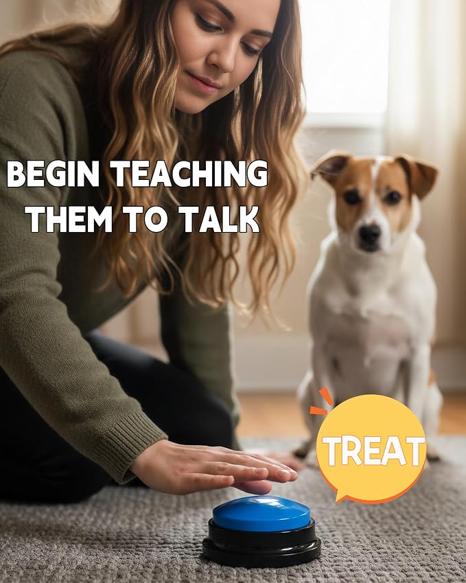 Dog Talk Buttons Voice Recording Button for Communication and Pet Training 30-Second Record & Playback Talking Button for Study, Office, Family, and Kids (Midnight Blue, one)
