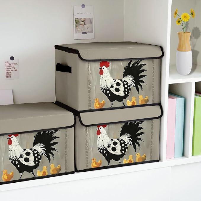 Stackable Storage Bins with Lids,Closet Organizers Fabric Box for Home and Office,Blanket Clothes Organizers,Under Bed Storage Containers 3 Pack