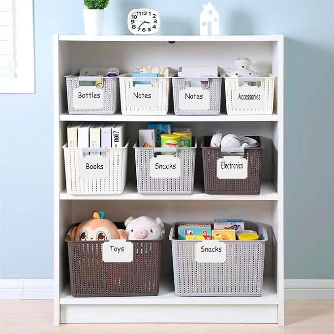 Erasable Label Holders Kit - 20 White PVC Bin Clips & 2 Chalk Markers for Organizing Storage Bins, Baskets, Containers