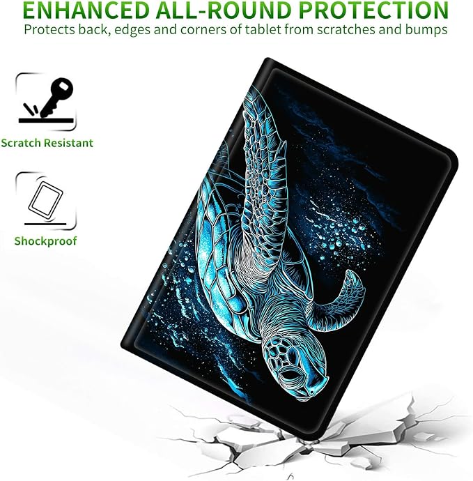 for Samsung Galaxy Tab A 8.4" 2020 (SM-T307) Case | Slim Leather Smart Cover with Multi-Angle Anti-Slip Stand [Auto Wake/Sleep] Shell for Women Men, Blue Black Turtle