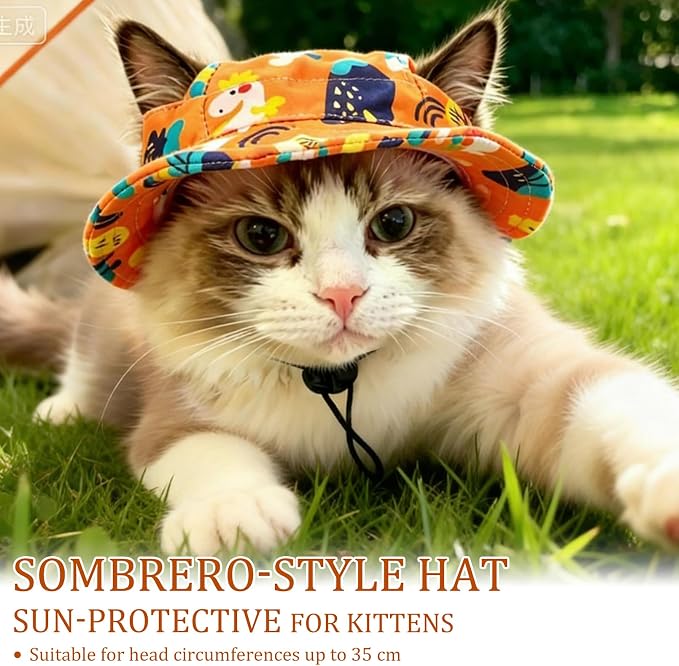 Cat Hats for Cats Only, Cat Sun Hat Sphynx Hat with Ear Hole Kitten Headwear Sun Sombrero Caps Summer Cat Cowboy Hats, Pet Chihuahua Sunscreen Baseball Outdoor Cap,Dinosaur