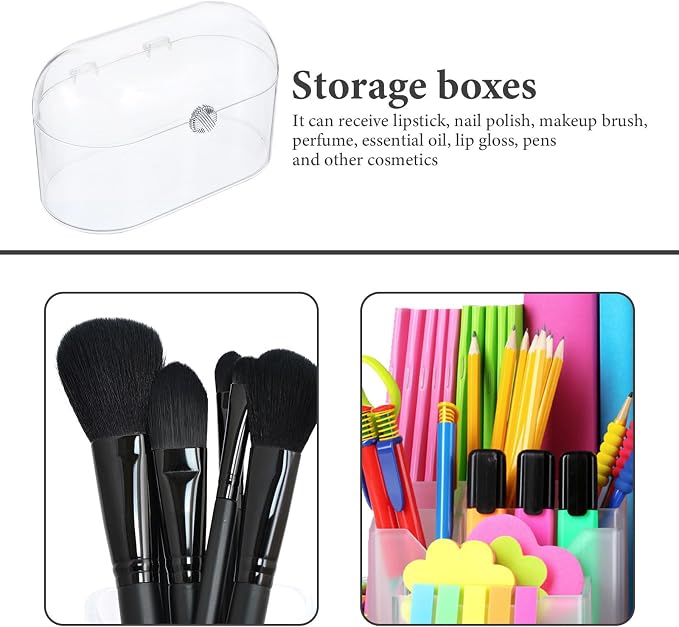 Garneck Transparent Storage Box Clear Pen Holder Makeup Organizer Case Storage Container Skincare Display Case Stationery Holder Acrylic Toiletry Storage Shelf The Pet Office Brush Desktop