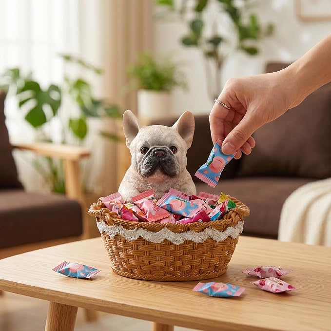 Cute French Bulldog Candy Bowl, Resin Dog Figurine Key Bowl for Entryway Table, Desktop Storage Basket Organizer for Desk, Unique Dog Lover Gift