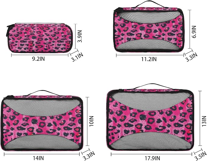 Packing Cubes for Travel, Leopard Print Travel Luggage Packing Organizers for Women Men, Large Custom Toiletries Bag for Clothes Shoes, Leopard Print Animal Skin