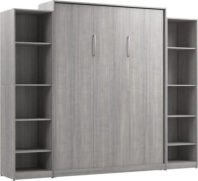 Bestar Queen Murphy Bed & Closet Organizer, Platinum Gray, Claremont, 105W | Closet Organizers; for guest room or multipurpose space; 10-year warranty