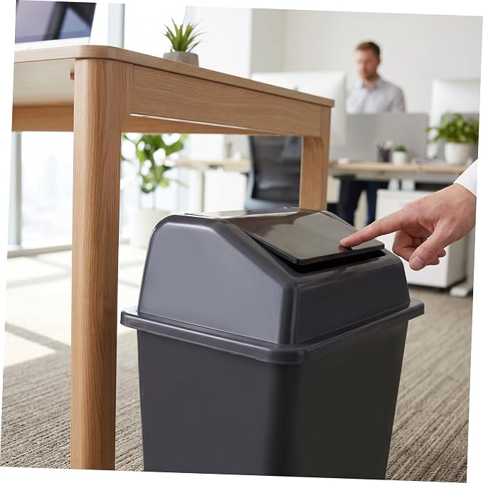 Liter Plastic Trash Bin Replacement Lid for Commercial Trash Bins and Garbage Containers, Rectangle Flip Top Cover with Easy Removal and Cleaning, for Office and Pet Food Storage