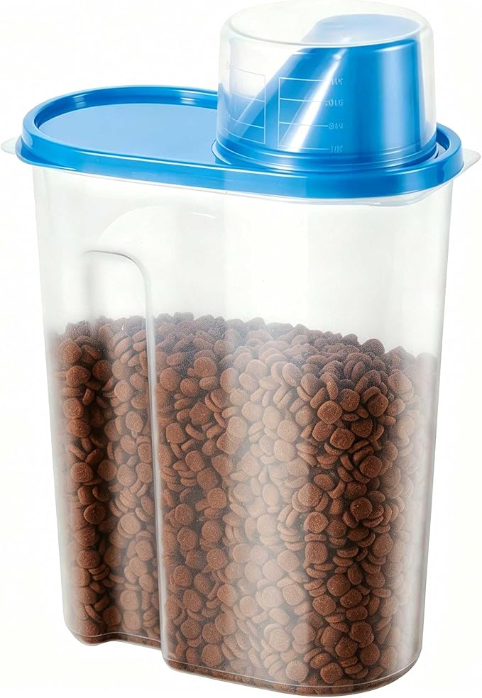 SenseYo 2lb 2.5L Pet Food Storage Container with Measuring Cup BPA Free for Small Dog, Cat, Bird (Blue)