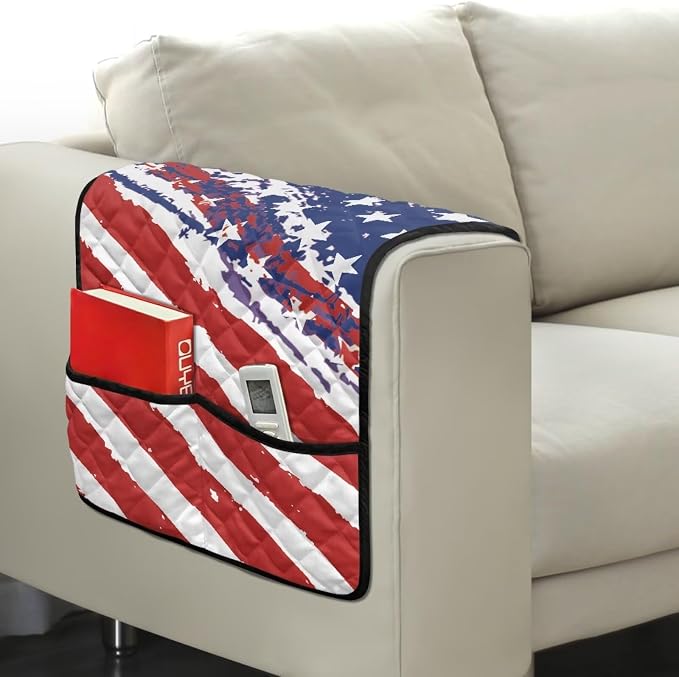 American Flag Sofa Arm Covers Couch Arm Rest Covers for Sofa Cat Scratch Proof Slipcover Easy to Clean Armchair Cover Reusable Furniture Protector
