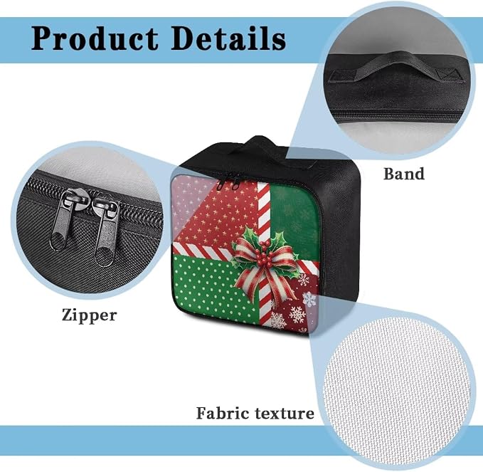 First Aid Case Empty Christmas Bow Empty First Aid Bag Medical Bag Empty Large Capacity for Home Office and Travel Use Lightweight Washable Soft Fabric