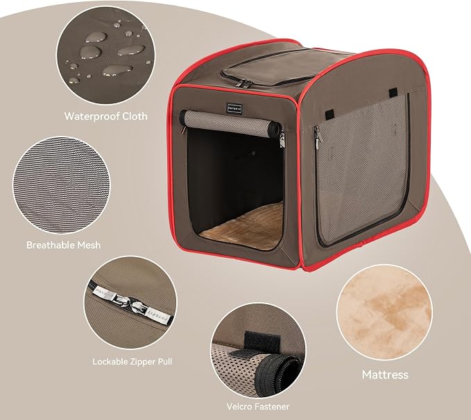 Petsfit Pop Up Dog Crates Kennel Carrier, Portable and Lightweight, Included Soft Mat and Carrying Case