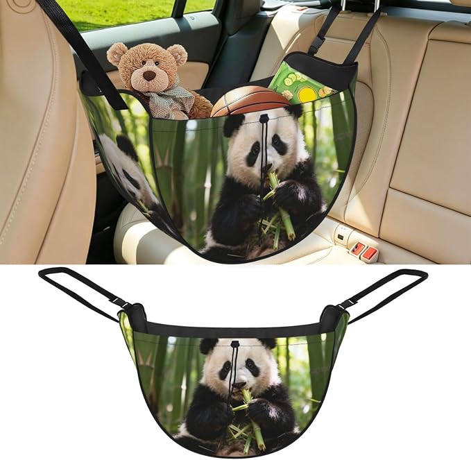 Cute panda Car Seat Organizer-Backseat Storage Bag for Travel | Waterproof Durable. Holds Snacks Gear Essentials. Fits Most Cars.
