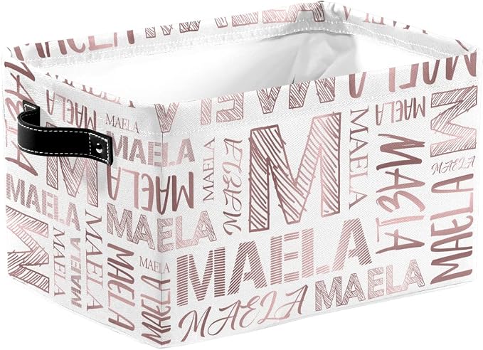 Foldable Personalized Storage Box for Boys Girls with Name Waterproof Kids Custom Storage Bin Baskets Cube Boxes Organizer with Handles for Organizing Shelf Closet, 1 Pack