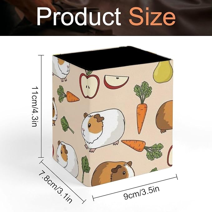 PU Leather Pencils Holder Organizer Case Vegetable Food Cute Guinea Pigs Pets Desktop Pencil Cup Holder Stationery Container Box Office Makeup Brush Organization