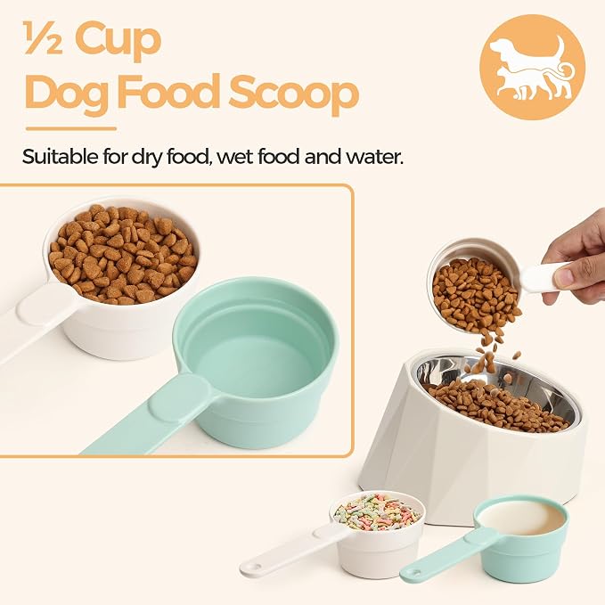 ComSaf Dog Food Scoop 1/2 Cup, Pet Food Measuring Cup for Dogs and Cats | Pet Food Scooper, Half-Cup Portion Measure, Long Handle, Dry Kibble, Multi-Pet Feed Portions, Dishwasher Safe