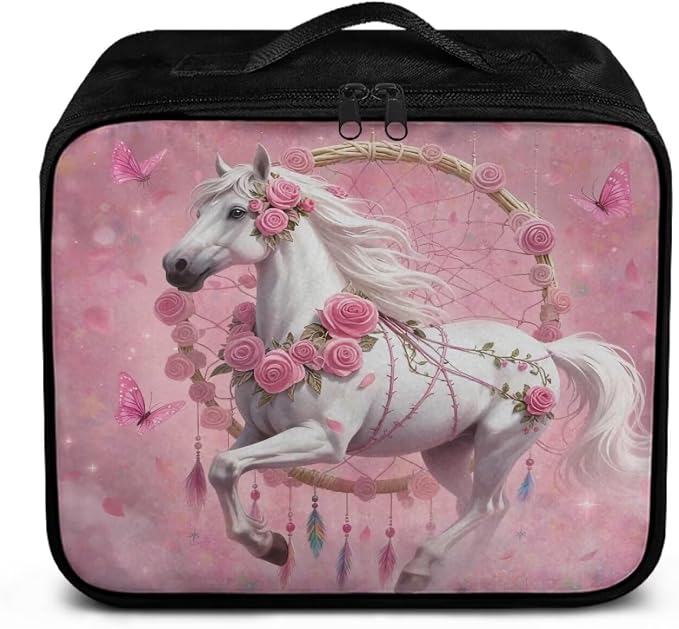 Rnyleeg Dreamcatcher Horse First Aid Kit for Women Pink Rose First Aid Travel Kit Empty Lightweight Medicine Pouch Organizer for Home Outdoor