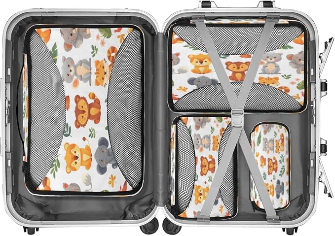 Packing Cubes for Travel, Wild Elephant Animals Travel Luggage Packing Organizers for Women Men, Large Custom Toiletries Bag for Clothes Shoes, Funny Zoo Animals