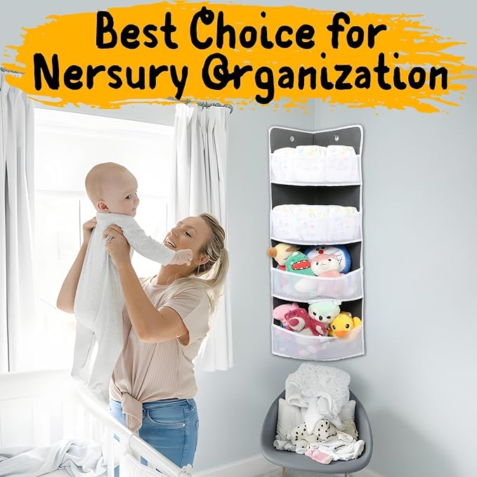 Soft Corner Shelf | Safe Hanging Organizer | Child-Friendly Wall Mount Storage | for Sundries, Toys, Stuffed Animals, Diapers | for Pantry Closet Bedroom Nursery Organization 1-Pack
