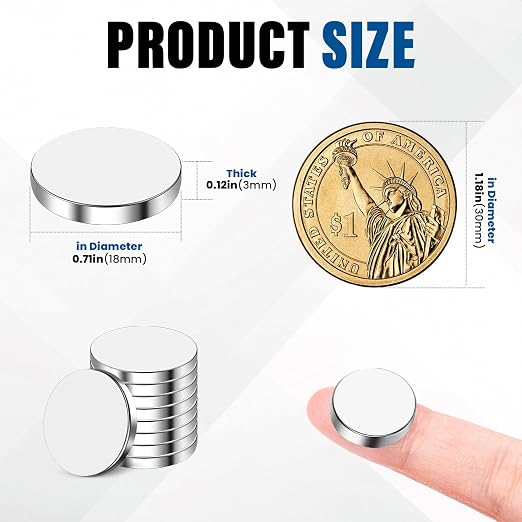 DIYMAG 100Pcs Small Refrigerator Magnets, 18x3mm Round Rare Earth Magnet | Mini Tiny Neodymium Strong Magnets for Crafts, DIY, Fridge, Miniatures, Whiteboard, Office, Kitchen, Dry Erase Board