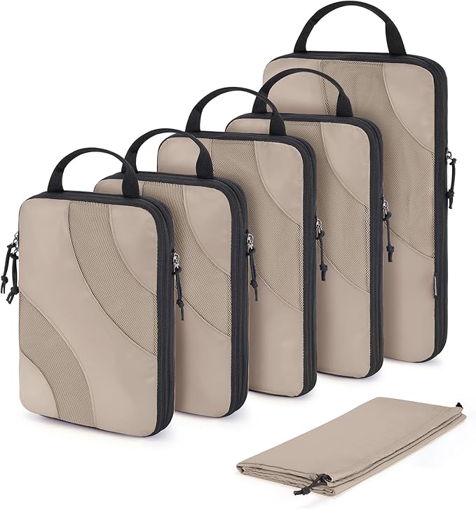 BAGSMART Compression Packing Cubes for Travel | Lightweight suitcase organizers bag set, space-saving double zipper expansion for carry-on luggage & travel organization