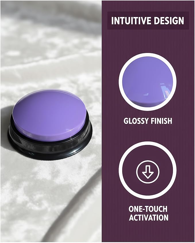 Dog Talk Buttons Voice Recording Button for Communication and Pet Training 30-Second Record & Playback Talking Button for Study, Office, Family, and Kids (Purple, one)