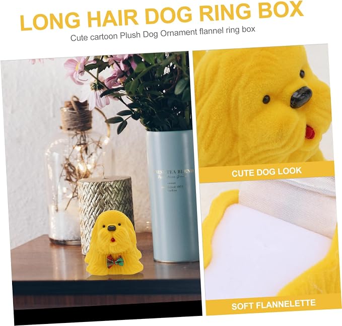 SHINEOFI Cartoon Dog Ring Box Flocking Jewelry Storage Organizer | Portable Travel Packing Size, Drawer Use, Christmas and Valentine’s Day Gift Choice, Plastic Construction