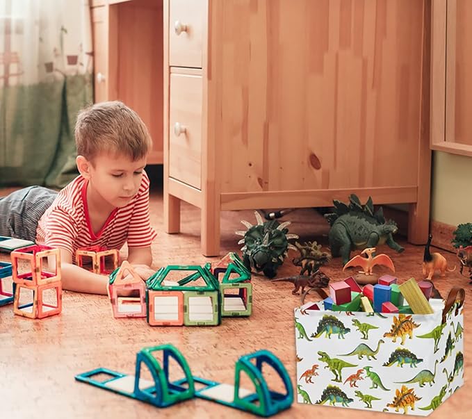 Rectangular Dinosaur Basket Baby Kids Storage Basket for Boys Cute Toy Box Bin Organizer Book Shelf Dinosaur Room Decor(Toy Dinosaur)