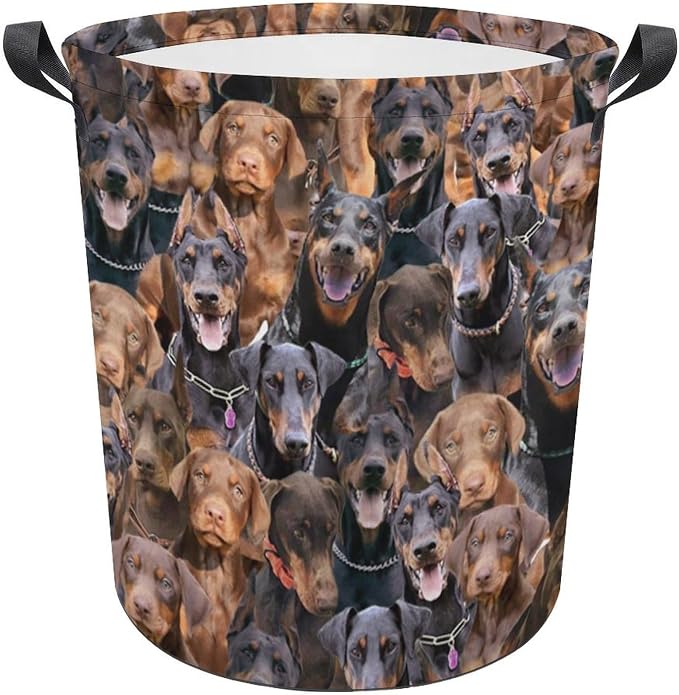 Doberman Pinscher Laundry Basket, Collapsible Laundry Hamper with Handles, Doberman Pinscher Dog Laundry Hamper, Foldable Waterproof Clothes Hamper for Bedroom Bathroom