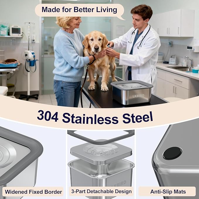 Dog Water Bowl No Spill, 101oz Stainless Steel Spill-Proof Bowl with Anti-Splash Floating Disk & Anti-Digging Lid, Slow Drinking Design with Non-Slip Base for Messy Drinkers