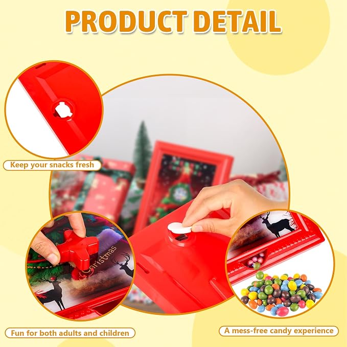 Candy Dispenser Picture Frame, Wall-Mount & Tabletop Gumball Machine with Multiple Designs for Candy, Nuts, Treats, Interactive Home and Office Decor (Christmas Tree, Blue)