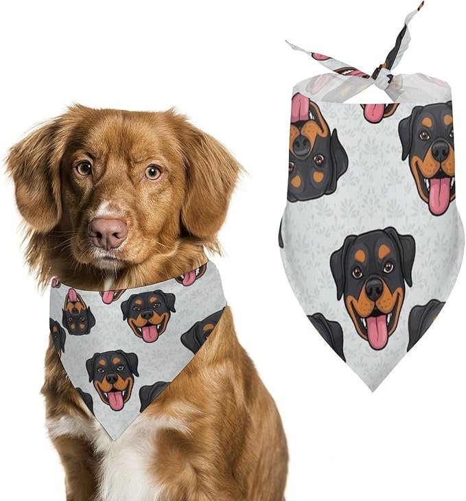 1Pcs Summer Rottweilers and Thistles Lightweight Comfy Triangle Scarf for Small to Large Pets Travel, Picnic, Party, Casual Daily Use