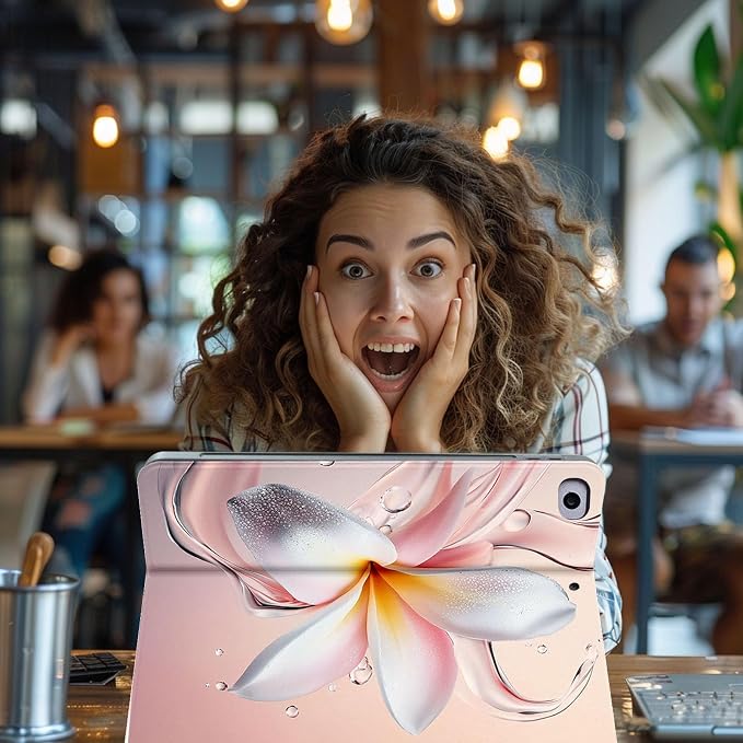 for Microsoft Surface Pro 8-13" 2021 Tablet Case,Auto Wake/Sleep,Adjustable Stand Protective Cover - Pink White Frangipani