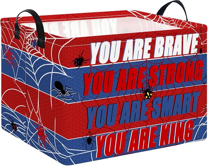 NTAOHAMPER Rectangular Storage Basket Empty,Storage Bin with Handles,Room Decor,Gift Basket,Book Box(Spider Web)