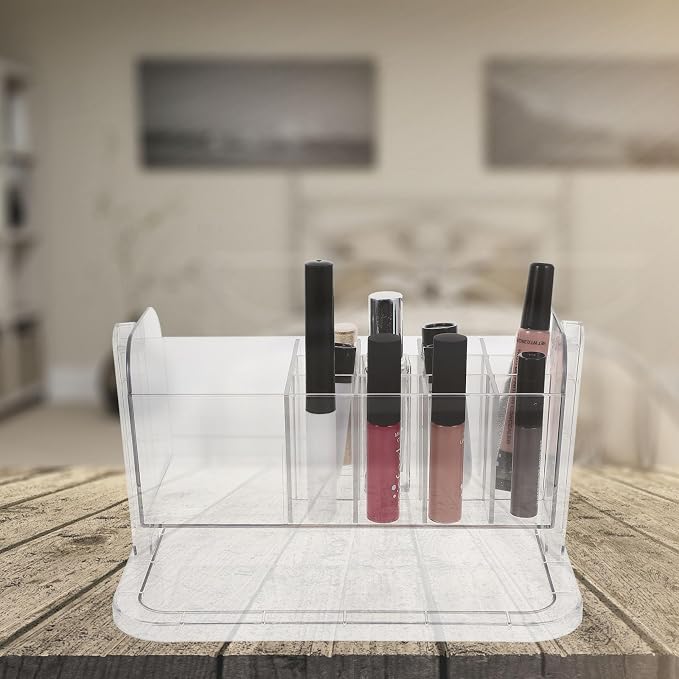 Beaupretty Rotating Makeup Brush Holder and Storage Organizer, Pet Desktop Cosmetic Brush Caddy for Vanity, Multifunctional Rotatable Makeup Tool Storage for Home and Travel