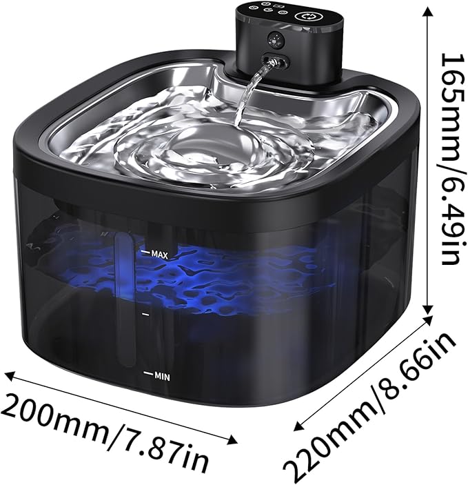 Cat Water Fountain Cordless: Battery Operated 118oz/3.5L Pet Water Fountain for Cats Indoor with Motion Sensor, Cat Drinking Fountains with Stainless Steel Tray, Ultra Quiet, Easy-to-Clean
