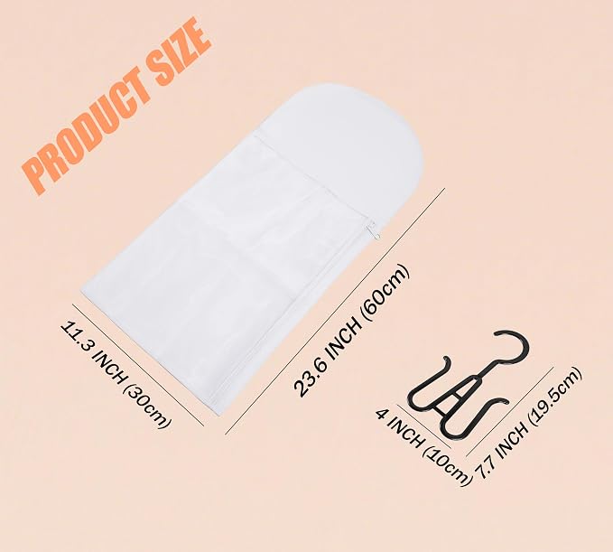 100% Cotton 133 Thread Count Wig Storage Bag, 6 Pack, White, 24 x 11.4 In | Breathable, Washable, Dustproof Mesh Bag for Hair Extensions, Travel & Household Storage