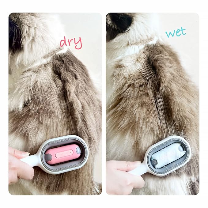 Petgravity Cat Brush with Water Tank Pet Hair Removal Comb Slicker Brushes for Dogs Cats Grooming Tool Removes Loose Undercoat Mats Tangled Hair Brush for Pet Massage (LongHaired Blue)