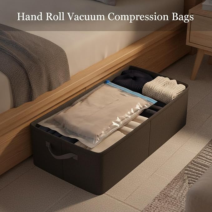 Hand Roll Vacuum Compression Bags, Pump-Free Space Saver for Travel and Storage, Durable PET Plastic Packing Organizers (1 PC)