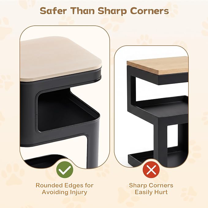 EUREKA ERGONOMIC Side Table Cat Beds, Square End Table with Cat House, Metal Nightstand with 3 Tier Storage, Modern Side Table End Beside Table for Living Room Bedroom Indoor, Easy Assembly, Black