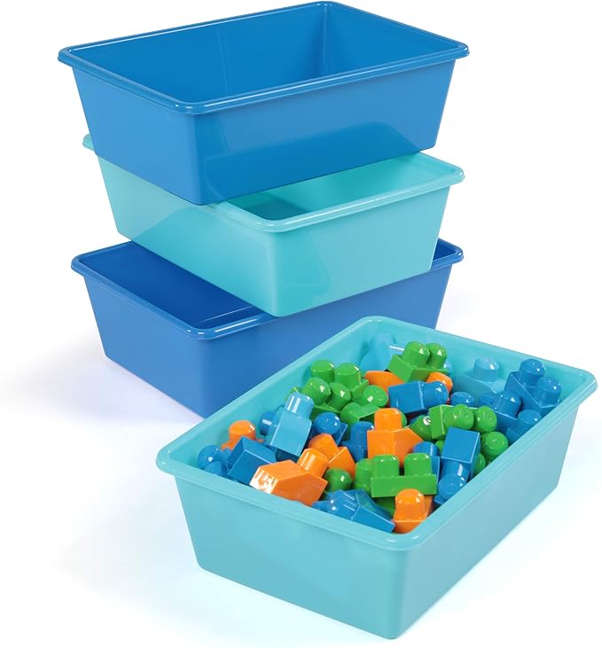 Humble Crew Plastic Storage Bins for Kids, Large Removable Toy Organizer | BPA-free, lightweight, fits cubbies and bookshelves, compatible with most toddler shelving for playroom, bedroom, or nursery