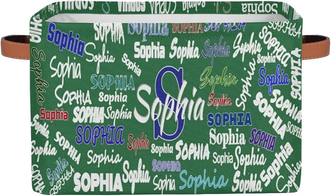 Personalized Kids Toy Box Name, Custom Nursery Baskets Cubes Box, Kids Custom Storage Basket Laundry Baskets Organizer with Handles, Deep Green Solid Background