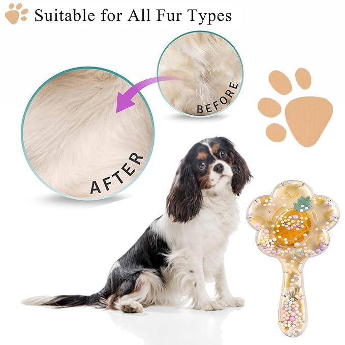 Soft Dog Brush for Small Dogs | Gentle Puppy Brush for Yorkies, Shih Tzus, Maltipoos & Maltese | Pet Hair Removal Brush with Soft Bristles | Dog Brush for Shedding (Blue Pineapple）