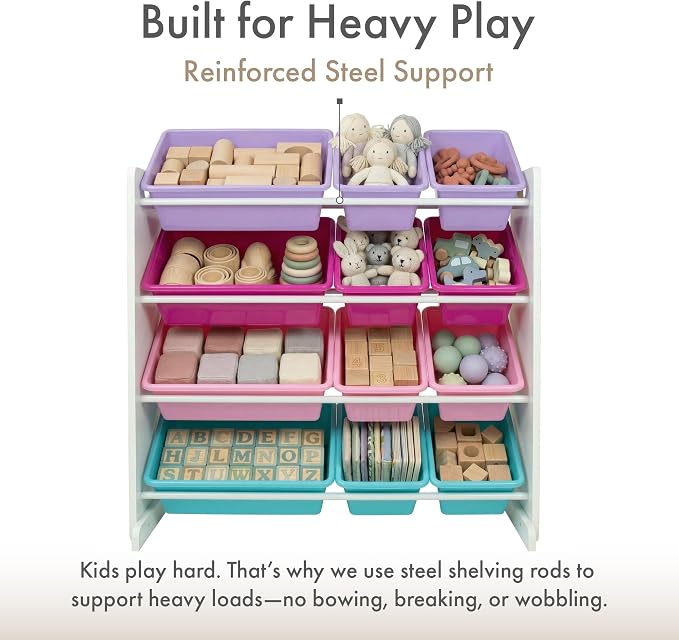 Humble Crew Kids Toy Organizer with 12 Bins, 4 Tier Storage for Playroom