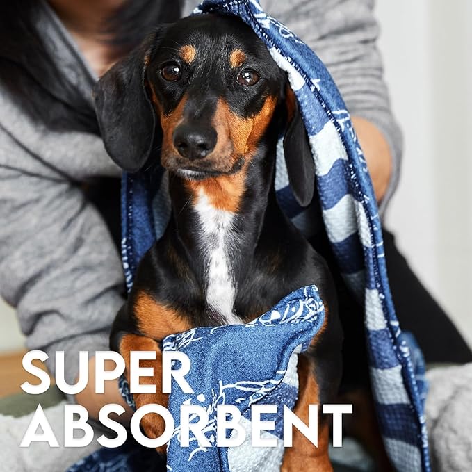 Dock & Bay Pet Towel - Super Absorbent & Quick Drying Dog Towels with Bag - 100% Recycled - Puppy Party, Medium (90x50cm, 35x19)
