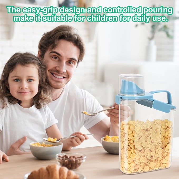 TBMax 2 Pack Rice Container Cereal Storage Container 3.2 Quarts, Kitchen Pantry Dry Food Storage Holder with Easy-Pouring Spout & Handy Cup, Small Pet Dog Cat Food Dispenser for Daily Feeding