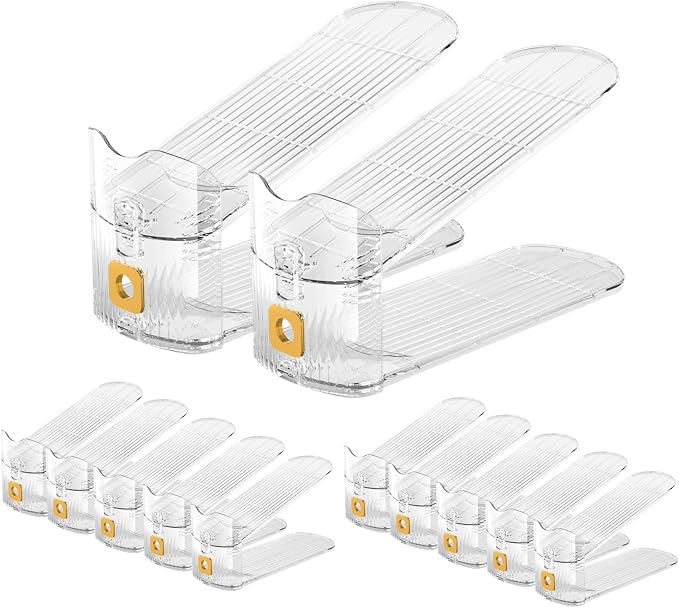 CiBiZi Adjustable Shoe Slots Organizers Clear Shoe Space Saver Shoe Stacker Shoe Rack Holder Oraganizers for Closet Cabinet Storage Clear 12Pack
