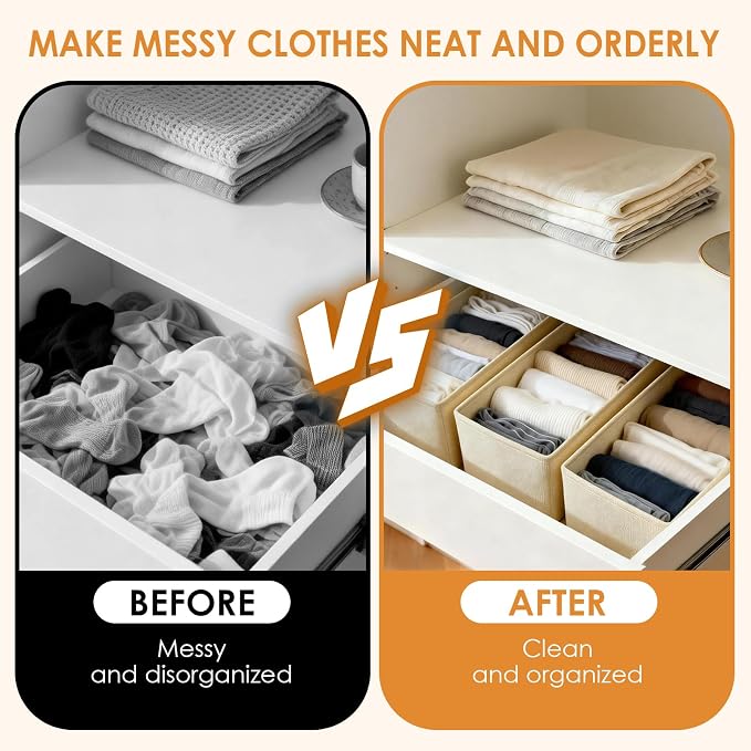 12-Piece Drawer Organizer Set | Non-Woven Fabric, Foldable Design, Multi-Size Grid Compartments, Reinforced Structure