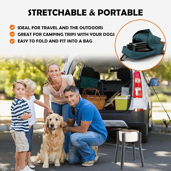 Adjustable Raised Dog Bowl Stand for 7-10.6" Diameter Food & Water Bowls - 11" Tall Elevated Feeder for Improved Comfort & Posture (Bowl Not Included)