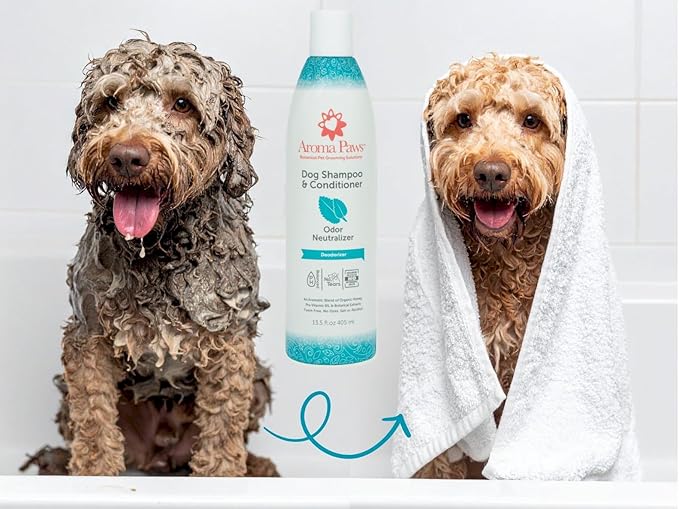 2-in-1 Dog Shampoo and Conditioner - Natural Deodorizing Formula Odor Neutralizer - Tearless Sensitive Skin Relief Wash for Dogs and Puppies - Sulfate and Paraben Free - 13.5 oz